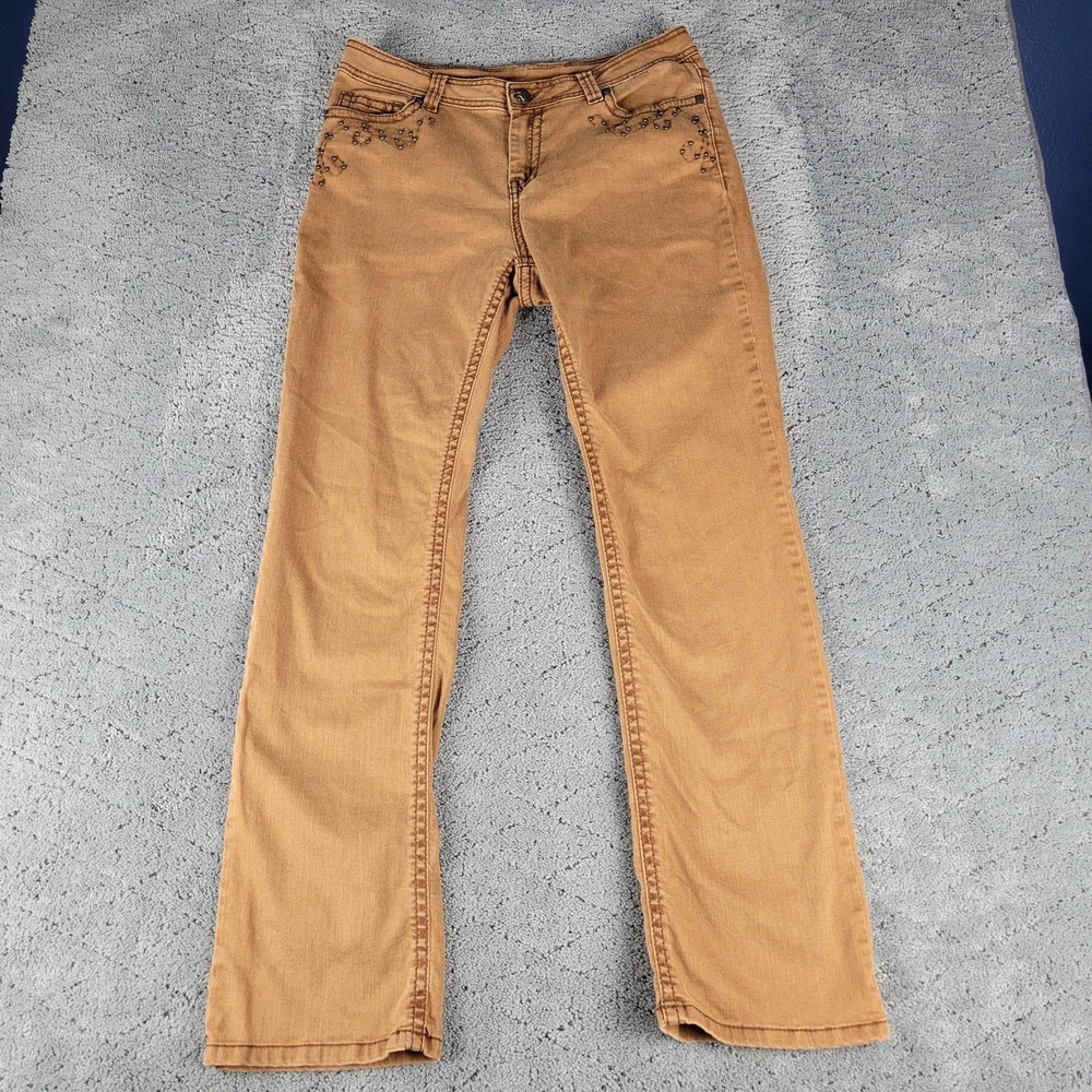 Reba Jeans Womens 10 Brown Straight Leg Embellished Western Mid Rise Cowgirl